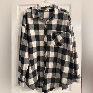 Maurices Black and White Buffalo Plaid Shacket
